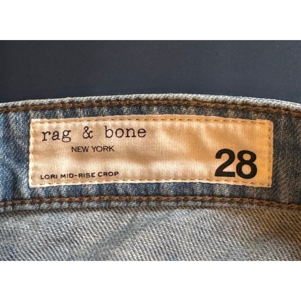 Rag & Bone Lori Mid-Rise Crop Wide Leg Jeans 28 Light Wash Blue Denim Pants - Picture 6 of 11